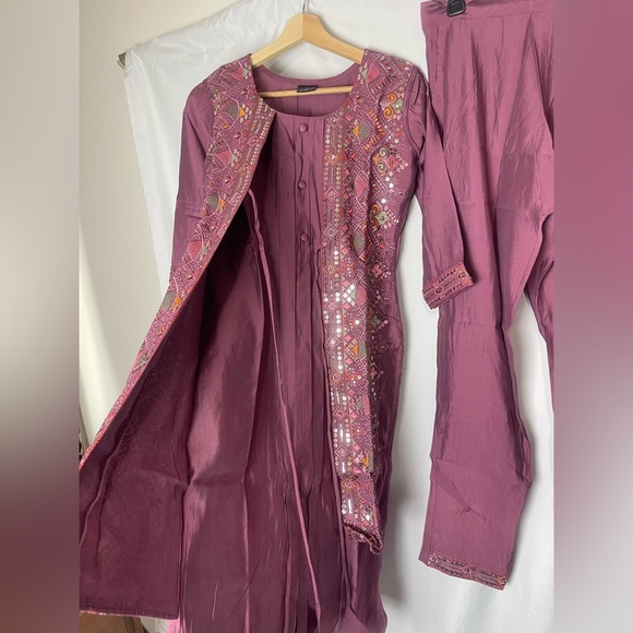 Salwar Kameez Indian stitched S coat style Sequin Sz S - Picture 5 of 6